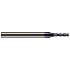 Corner Radius End Mill: 5/64" Dia, 15/64" LOC, 0.50 mm Radius, 4 Flute, Solid Carbide