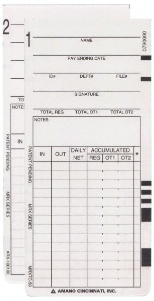 Time Cards & Time Clock Accessories; For Use With: Amano MRX-35 Calculating Time Recorder