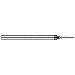 Tapered End Mill: 5 deg Angle per Side, 0.0600" Small Dia, 0.6000" LOC, 4 Flute, Tapered End