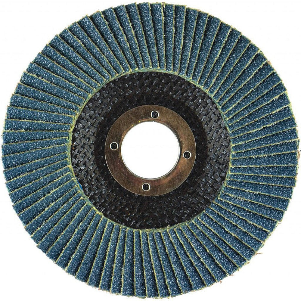 Flap Disc:  7" Dia, 7/8" Hole, 40 Grit, Zirconia Alumina, Type 29