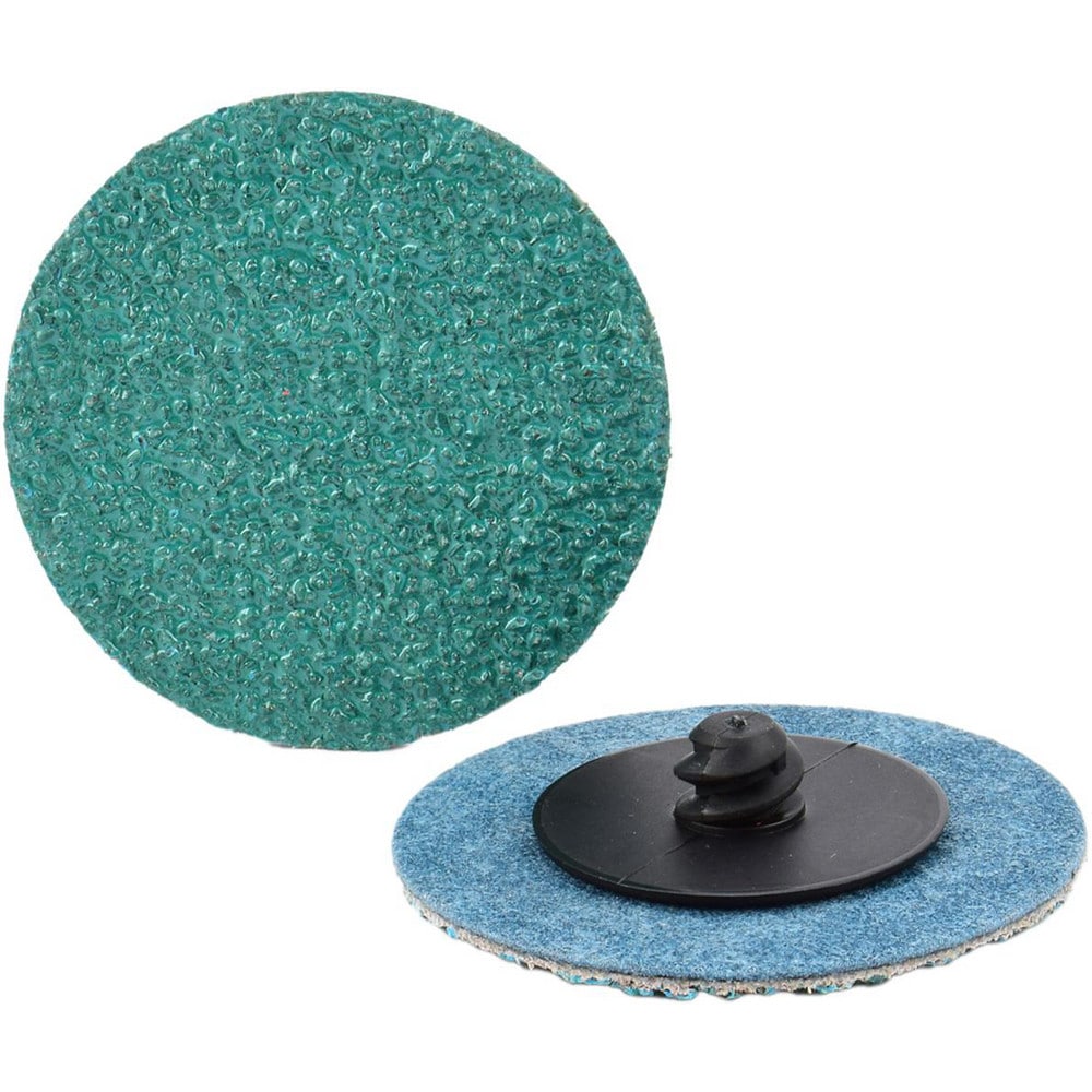 Quick-Change Disc: Type R, 1-1/2" Dia, 36 Grit, Zirconia Alumina, Coated