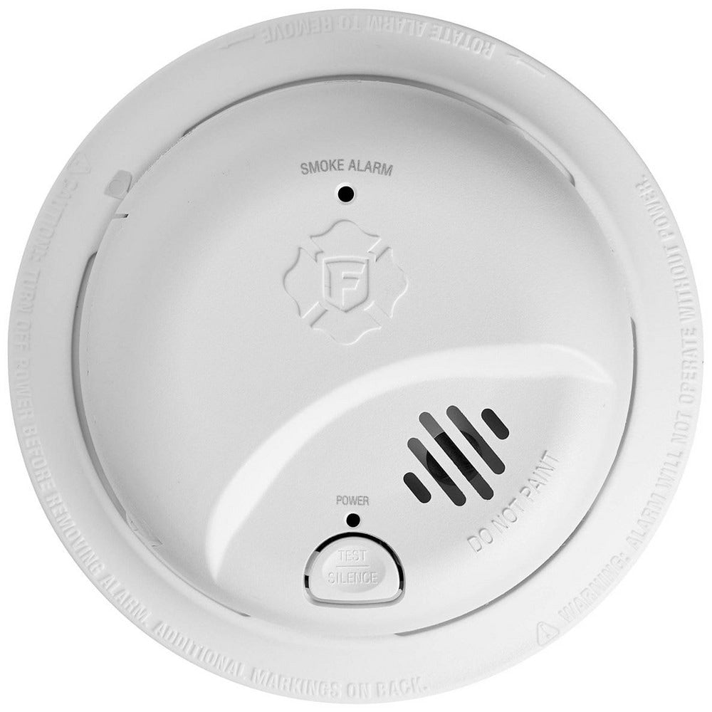 Smoke & Carbon Monoxide (CO) Alarms; Alarm Type: Smoke; Sensor Type: Ionization; Mount Type: Wall, Ceiling; Interconnectable: Interconnectable; Power Source: Wire-In with Battery Backup; Battery Chemistry: Carbon Zinc; Battery Size: 9V; Batteries Included