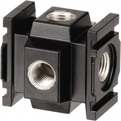 FRL Modular Threaded Manifold Block: Aluminum, Use with Compact Regulator