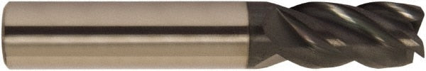 Corner Radius End Mill: 1/2" Dia, 1-1/4" LOC, 38 deg Helix, Corner Radius End, Centercutting Series HS