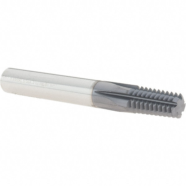 Straight Flute Thread Mill: 1/4-18 to 3/8-18, External & Internal, 5 Flutes, Solid Carbide