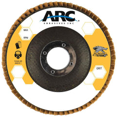 Flap Disc:  7" Dia, 7/8" Hole, 60 Grit, Ceramic Alumina, Type 27