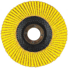 Flap Disc:  6" Dia, 7/8" Hole, 36 Grit, Ceramic Alumina, Type 27