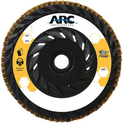 Flap Disc:  4.5" Dia, 5/8-11" Hole, 120 Grit, Ceramic Alumina, Type 29