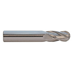 Ball End Mill: 3/16" Dia, 5/8" LOC, 4 Flute, Solid Carbide