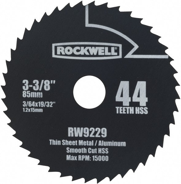 Wet & Dry Cut Saw Blade: 3-3/8" Dia, 15" Arbor Hole, 44 Teeth