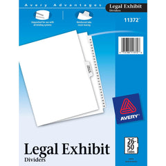 11 x 8 1/2" 26 to 50" Label, 25 Tabs, Unpunched, Preprinted Tab Dividers