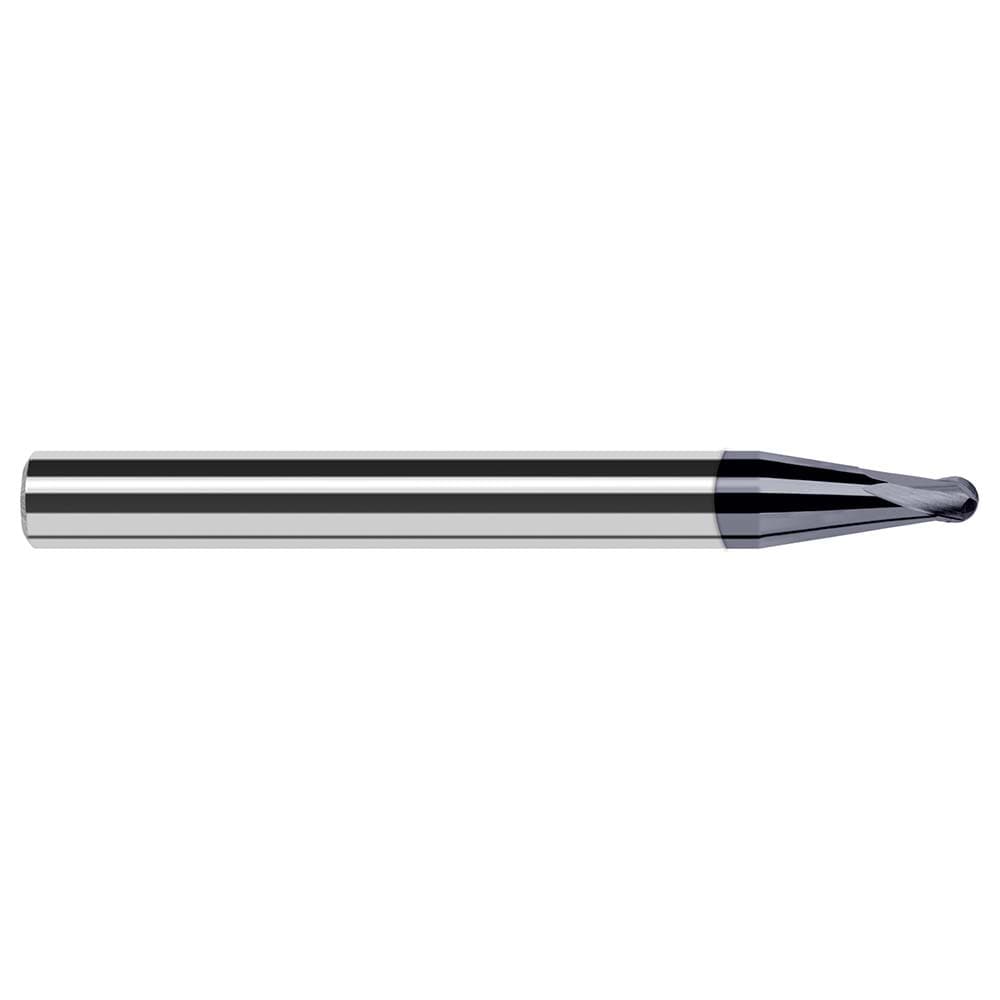 Ball End Mill: 1/64" Dia, 0.30 mm LOC, 2 Flute, Solid Carbide