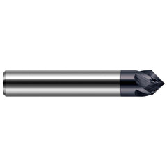 Chamfer Mill: 1/8" Dia, 1/8" Shank Dia, 4 Flute, Solid Carbide, Single End