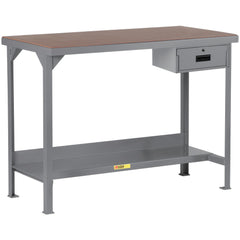 Heavy-Duty Use Workbench: 60" Wide, 36" Deep, 36" High, Powder Coated, Hardboard/Steel Top, Gray