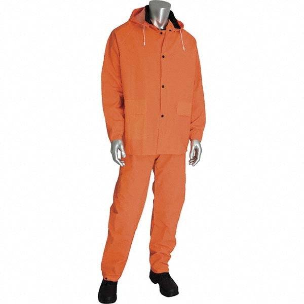 Suit with Pants: Size 4XL, High-Visibility Orange, Polyester & PVC