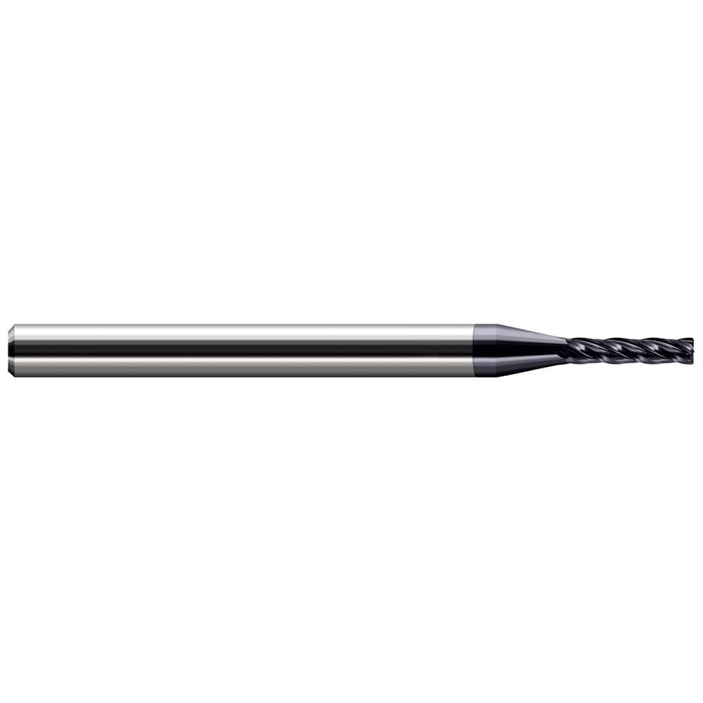 Corner Radius End Mill: 0.5 mm Dia, 0.1" LOC, 0.0030" Radius, 4 Flute, Solid Carbide