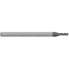 Corner Radius End Mill: 5/64" Dia, 15/64" LOC, 0.50 mm Radius, 3 Flute, Solid Carbide