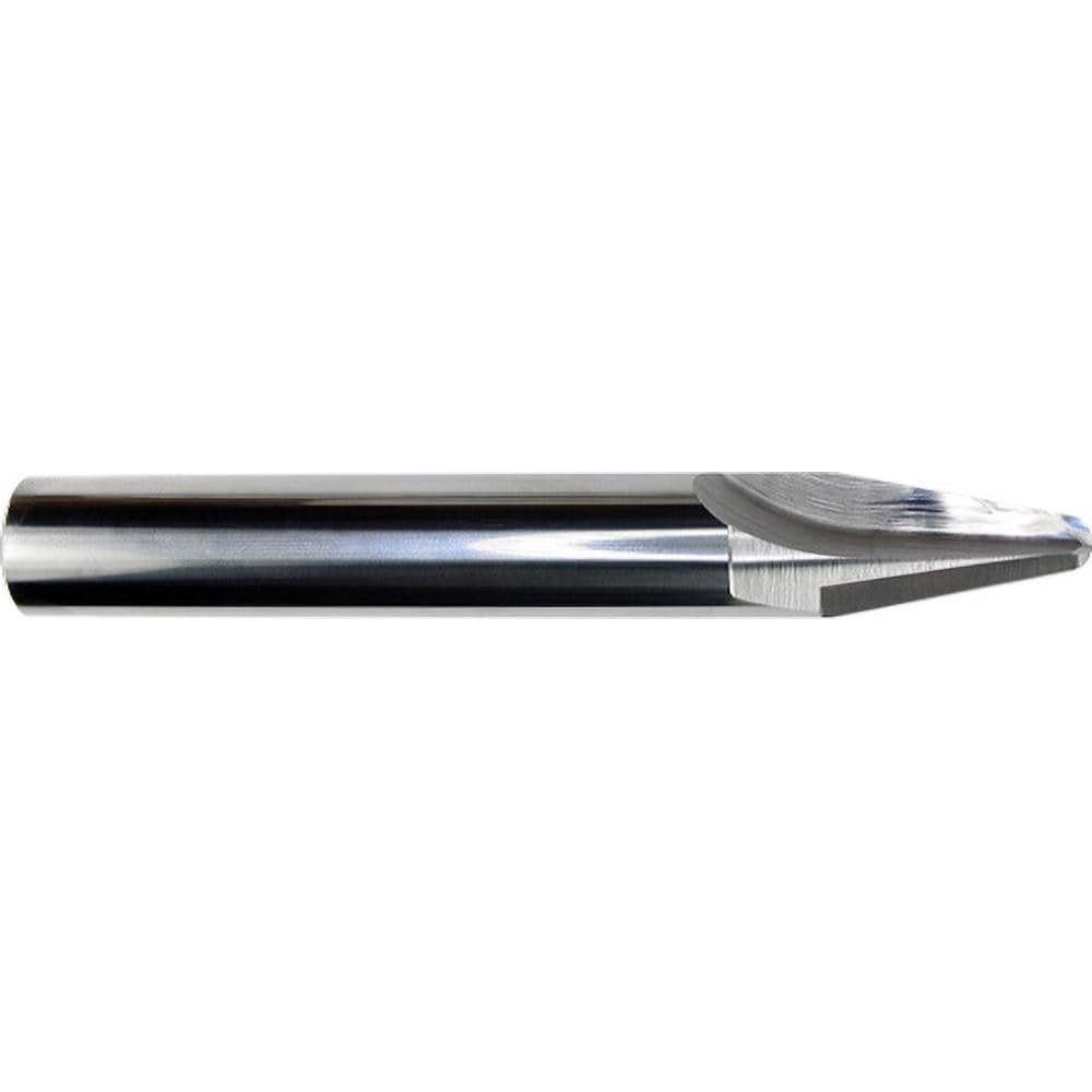 Tapered End Mill: 10 deg Angle per Side, 3/16" Small Dia, 0.8500" LOC, 1 Flute, Corner Radius End