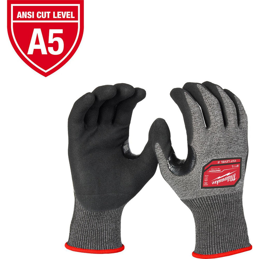 Cut-Resistant Gloves: Milwaukee 48-73, Size Large, ANSI Cut A5, ANSI Puncture 0, Nitrile, Polyethylene