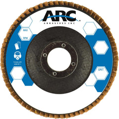 Flap Disc:  4-1/2" Dia, 7/8" Hole, 60 Grit, Zirconia Alumina, Type 27