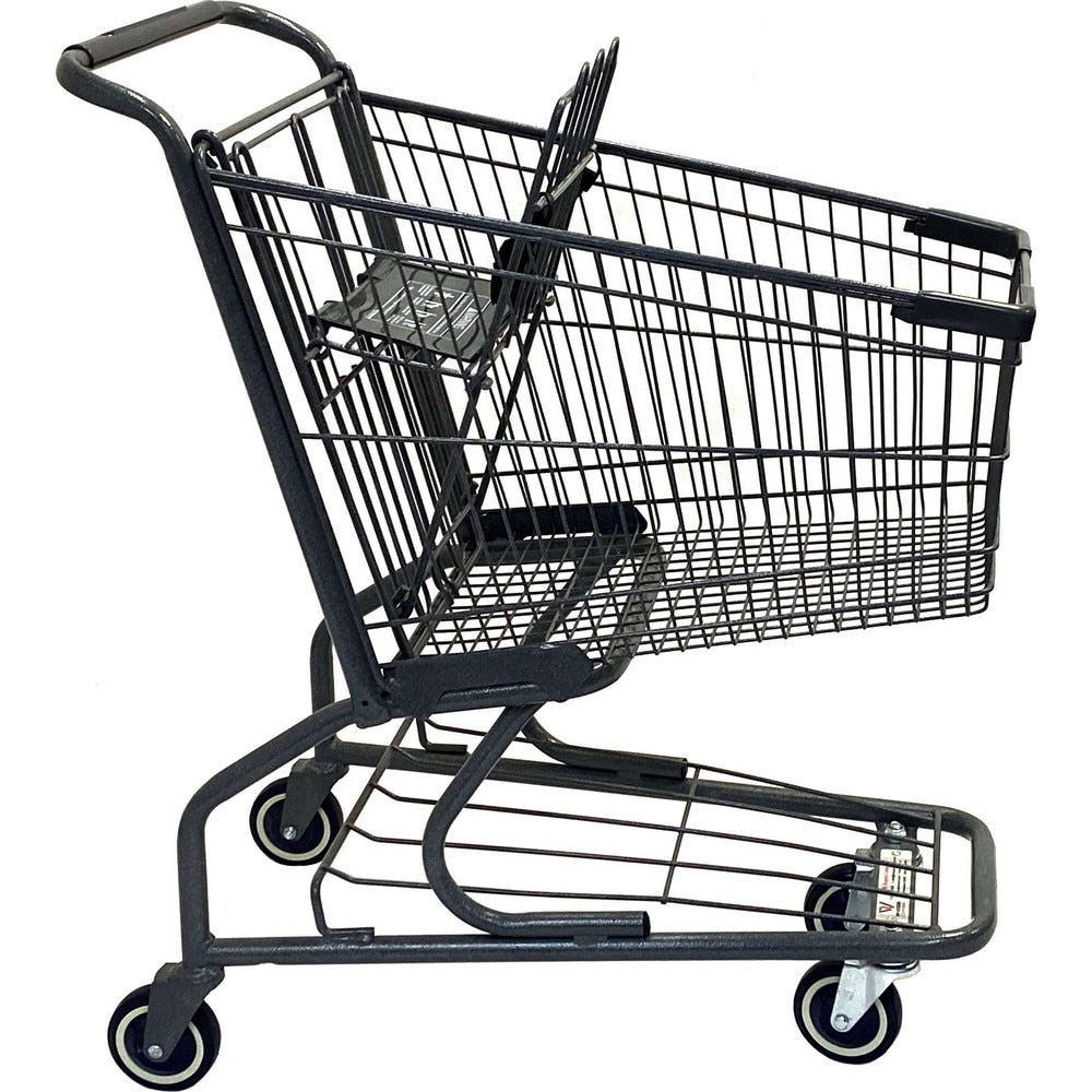 Shopping Cart Utility Cart: 31-89/100" Long, 19-19/64" Wide, Metal, 159.000 lb Capacity, Gray