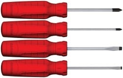 Screwdriver Set: 4 Pc, Phillips & Slotted