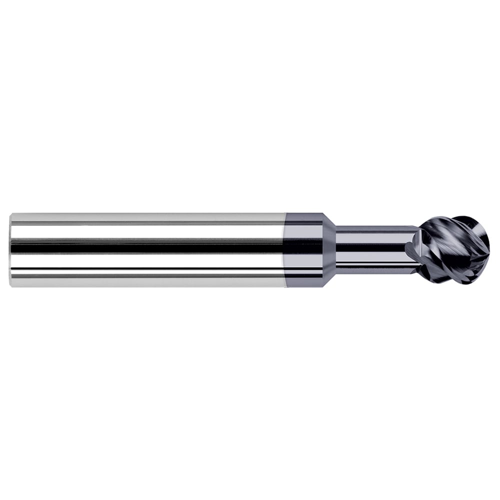 Undercutting End Mills; Mill Diameter (Decimal Inch): 0.1250; Mill Diameter (Inch): 1/8; Length Of Cut (Decimal Inch - 4 Decimals): 0.1070; Overall Length (Inch): 2; Radius: 0.0625; Number Of Flutes: 4; Neck Length (Decimal Inch): 0.7500; Neck Diameter (D