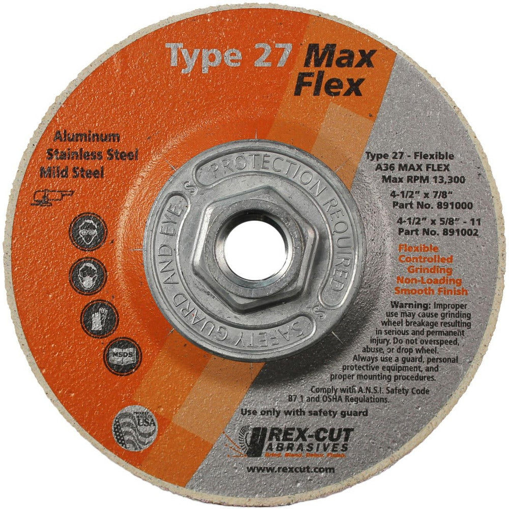 Deburring Wheel: 4-1/2" Dia, 3/16" Face Width, 1/8" Hole, Aluminum Oxide