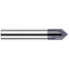 Chamfer Mill: 1/4" Dia, 1/4" Shank Dia, 4 Flute, Solid Carbide, Single End