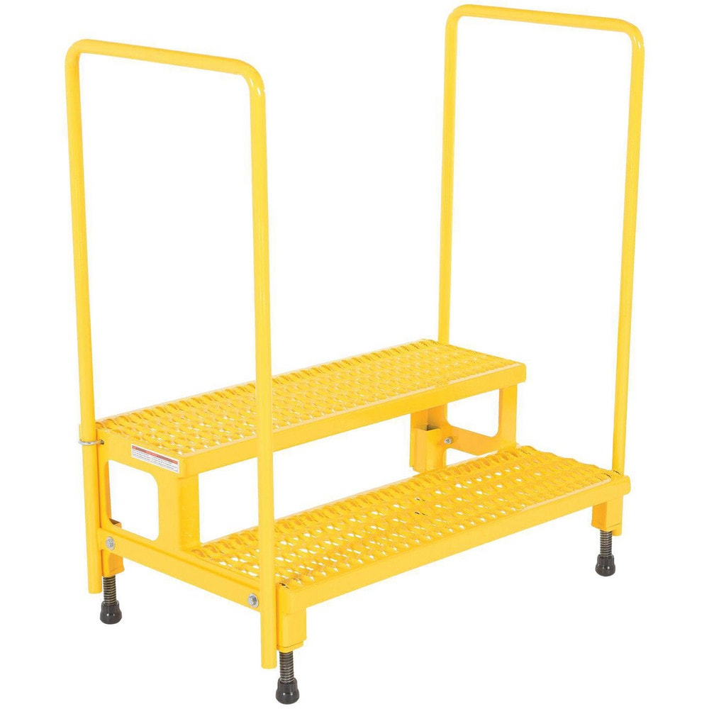 1-Step Steel Adjustable Height Step Platform: 500 lb Capacity, 38-3/16" Platform Width, 22.875" Platform Depth, 43-1/8" Platform Height