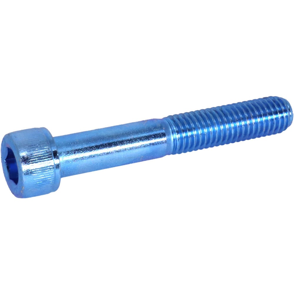 Hex Socket Cap Screw: M6x1 Thread, 75.00 mm Length Under Head, 12.9 Alloy Steel, Zinc-Blue Trivalent Chromate Finish