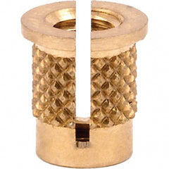 Press Fit Threaded Inserts; Product Type: Flanged; Material: Brass; Drill Size: 0.2188 in; Finish: Uncoated; Thread Size: #8-32; Overall Length (Decimal Inch): 0.3130; Insert Diameter (Decimal Inch): 0.2800; Thread Pitch: 32 in