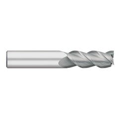 Square End Mill: 1/4" Dia, 1/2" LOC, 3 Flute, Solid Carbide