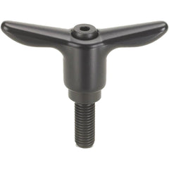 Adjustable Clamping Handle: T-Handle, 3/8-16 Thread, Fiberglass-Reinforced Nylon Handle, 0.5300" Hub Dia, Black