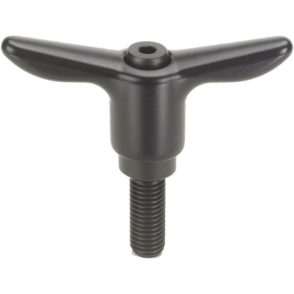 Adjustable Clamping Handle: T-Handle, #10-32 Thread, Fiberglass-Reinforced Nylon Handle, 0.3900" Hub Dia, Black