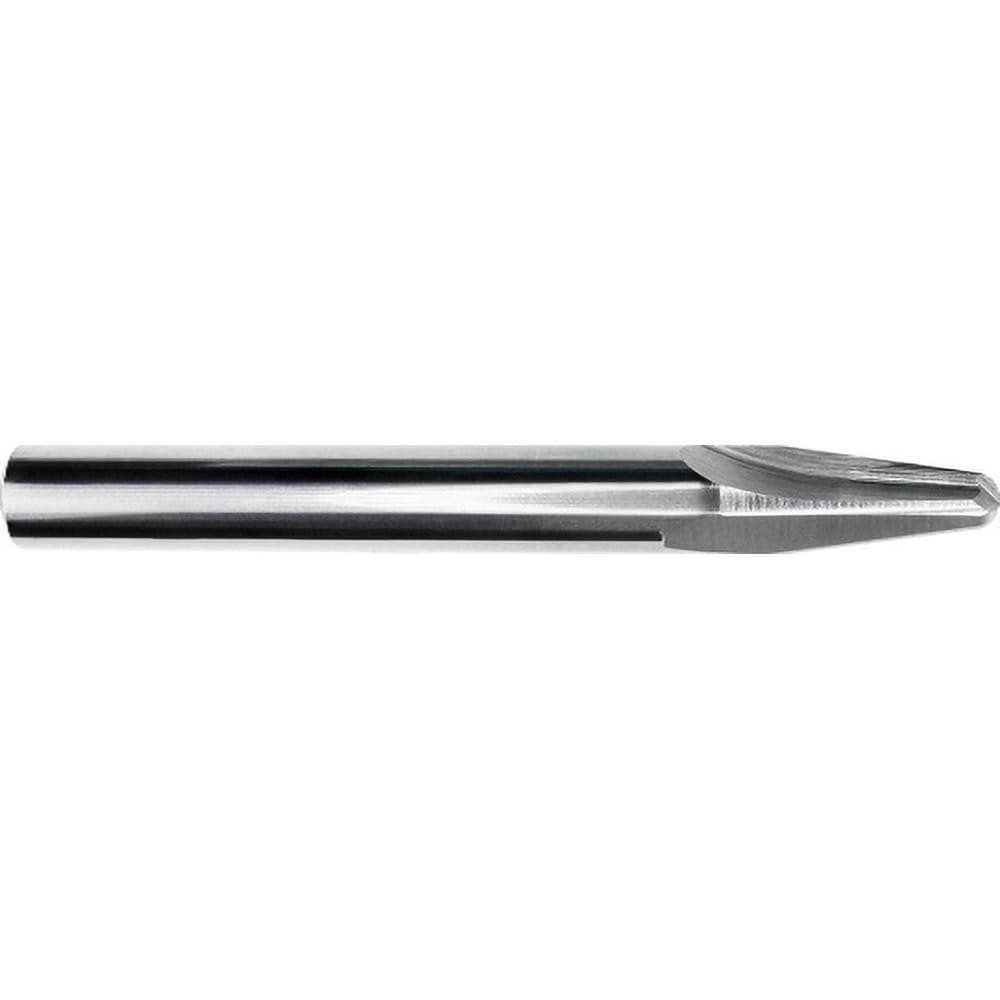 Tapered End Mill: 7 deg Angle per Side, 0.0640" Small Dia, 5/16" LOC, 1 Flute, Corner Radius End