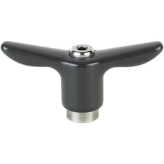 Adjustable Clamping Handle: T-Handle, 1/4-20 Thread, Stainless Steel Handle, 0.5300" Hub Dia, Black