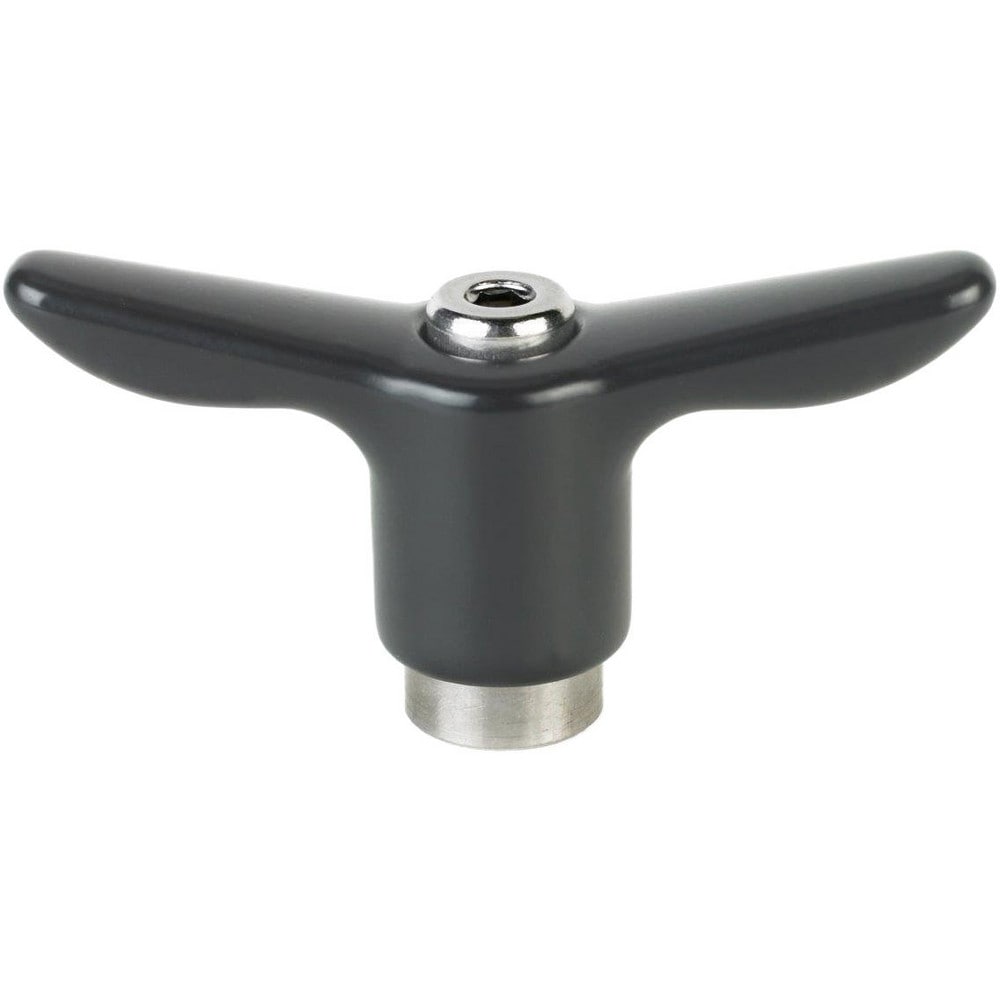 Adjustable Clamping Handle: T-Handle, 3/8-16 Thread, Stainless Steel Handle, 0.6300" Hub Dia, Black