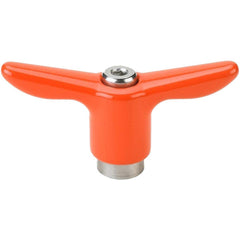 Adjustable Clamping Handle: T-Handle, 3/8-16 Thread, Die Cast Zinc Handle, 0.7500" Hub Dia, Orange