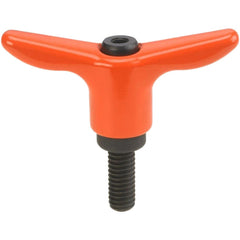 Adjustable Clamping Handle: T-Handle, M10x1.5 Thread, Fiberglass-Reinforced Plastic Handle, 16.00 mm Hub Dia, Orange