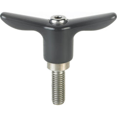 Adjustable Clamping Handle: T-Handle, 3/8-16 Thread, Stainless Steel Handle, 0.5300" Hub Dia, Black