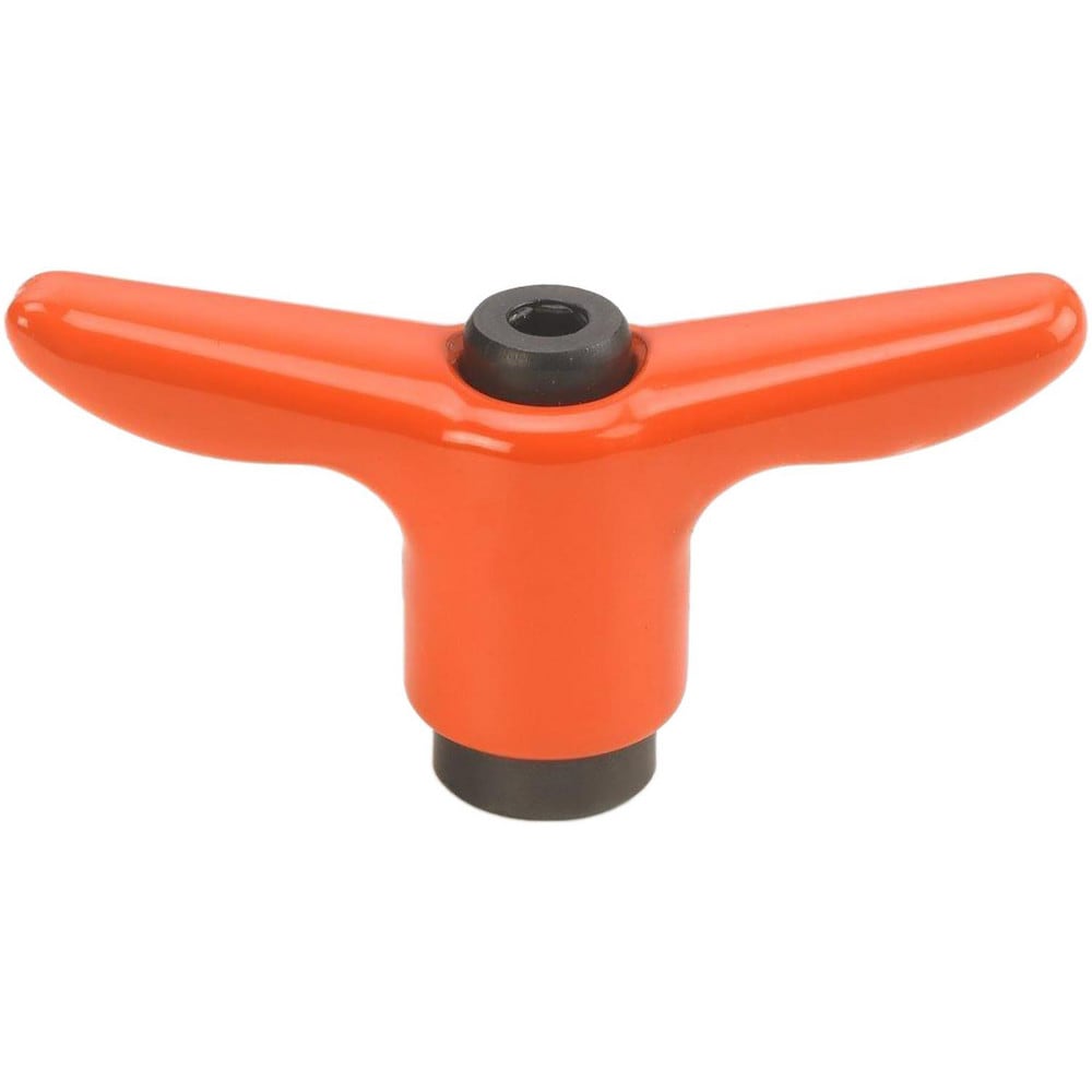 Adjustable Clamping Handle: T-Handle, 3/8-16 Thread, Fiberglass-Reinforced Nylon Handle, 0.7500" Hub Dia, Orange