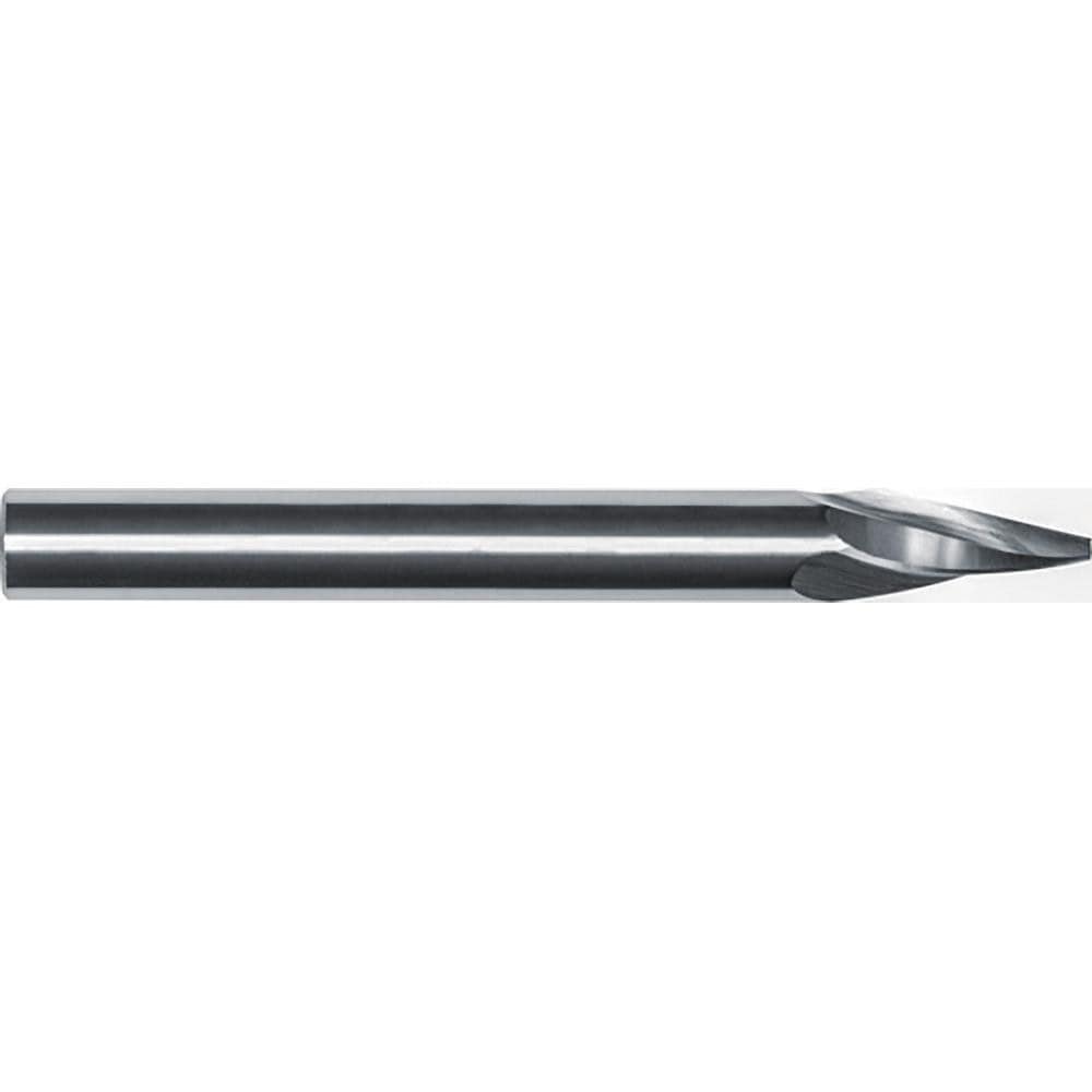 Tapered End Mill: 1 deg Angle per Side, 3/32" Small Dia, 3/4" LOC, 3 Flute, Tapered End