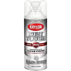 Spray Paint: Clear, Satin, 12 oz Net Fill, Rustproof Enamel