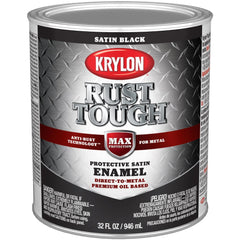 Brush-On & Anti-Rust  Paint: 1 qt, Black, Satin Finish