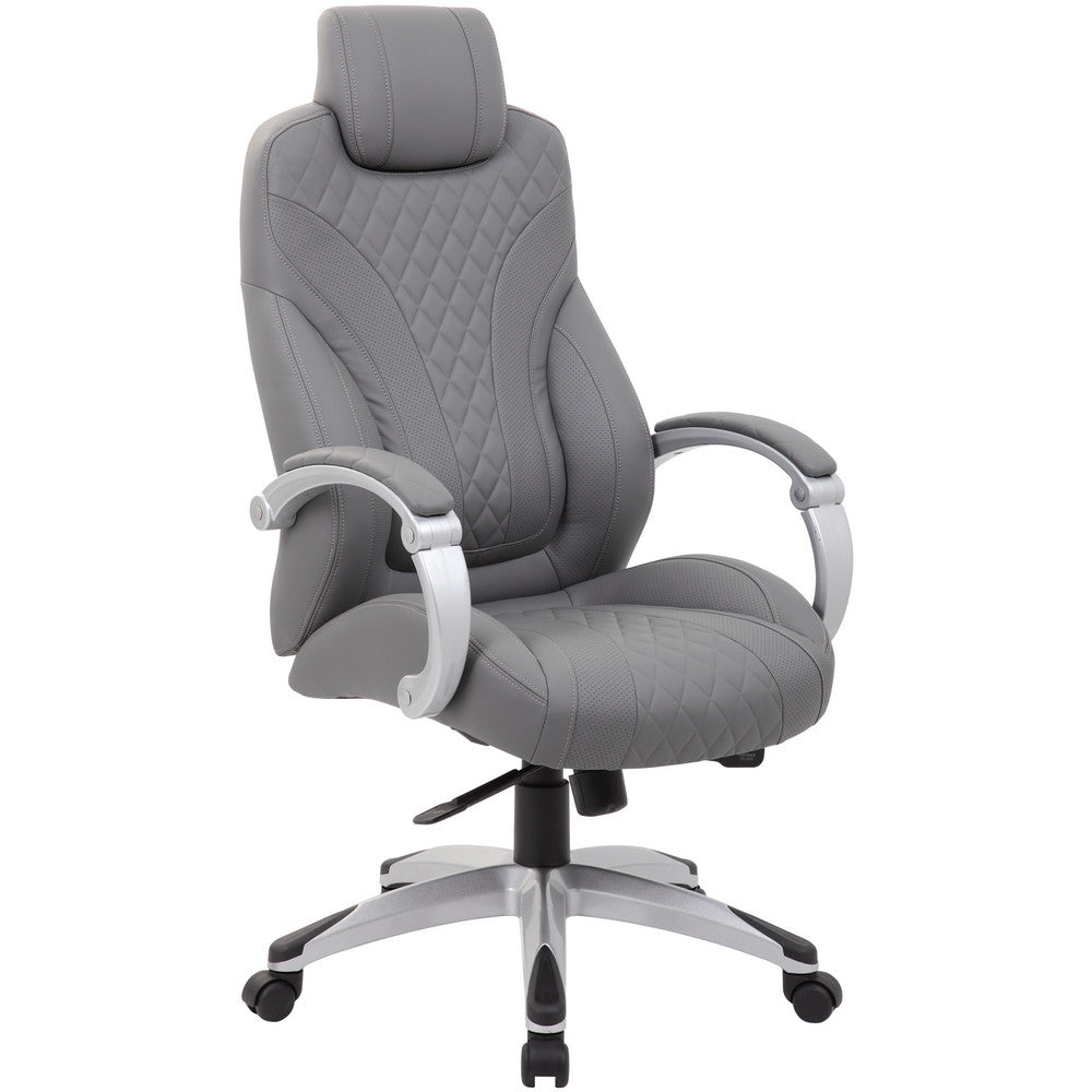 Task Chair:  Vinyl,  Adjustable Height,  Gray