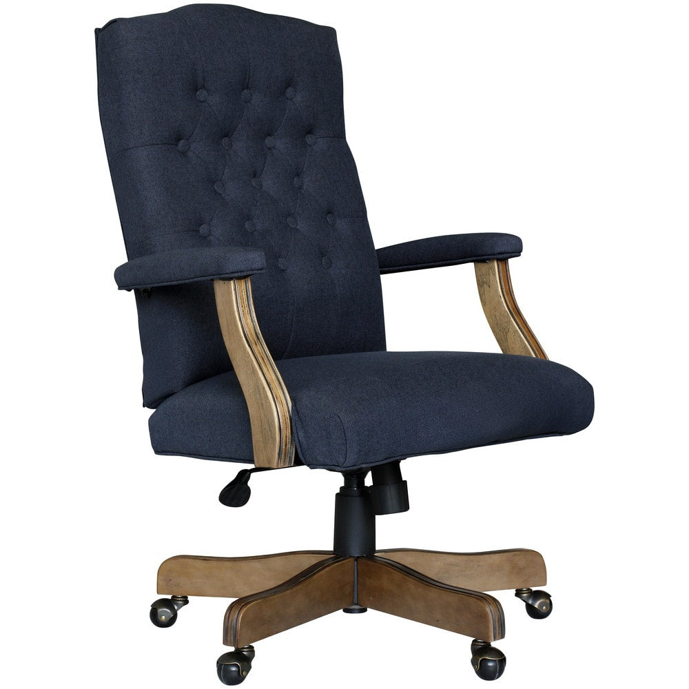 Task Chair:  Linen,  Adjustable Height,  Denim Blue