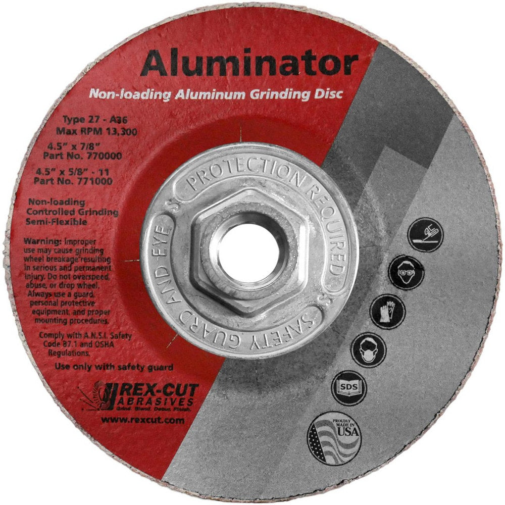 Deburring Wheel: 4-1/2" Dia, 1/8" Face Width, 5/8" Hole, Aluminum Oxide