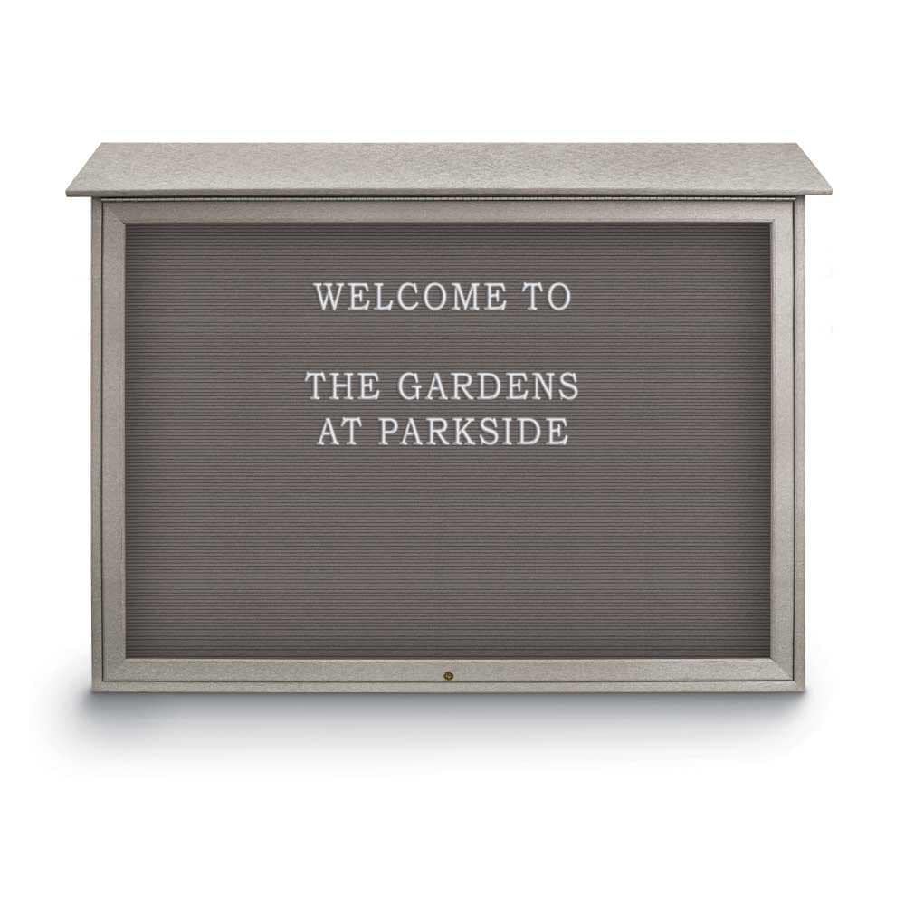 Enclosed Letter Board: 52" Wide, 40" High, Recycled Plastics, Light Gray