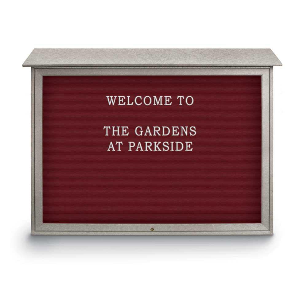 Enclosed Letter Board: 52" Wide, 40" High, Recycled Plastics, Light Gray